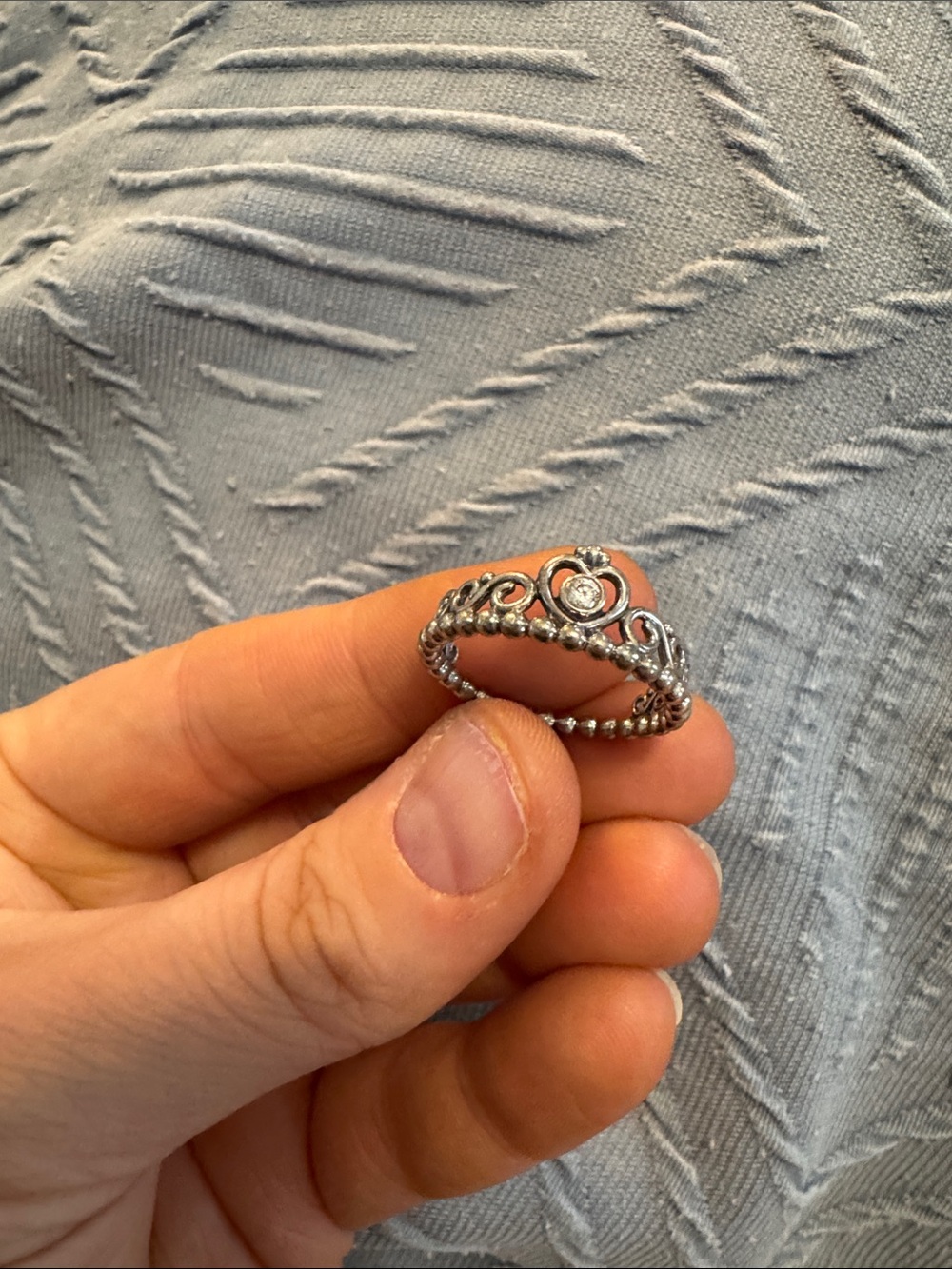 Pandora Silver Tiara Ring with Clear Stone